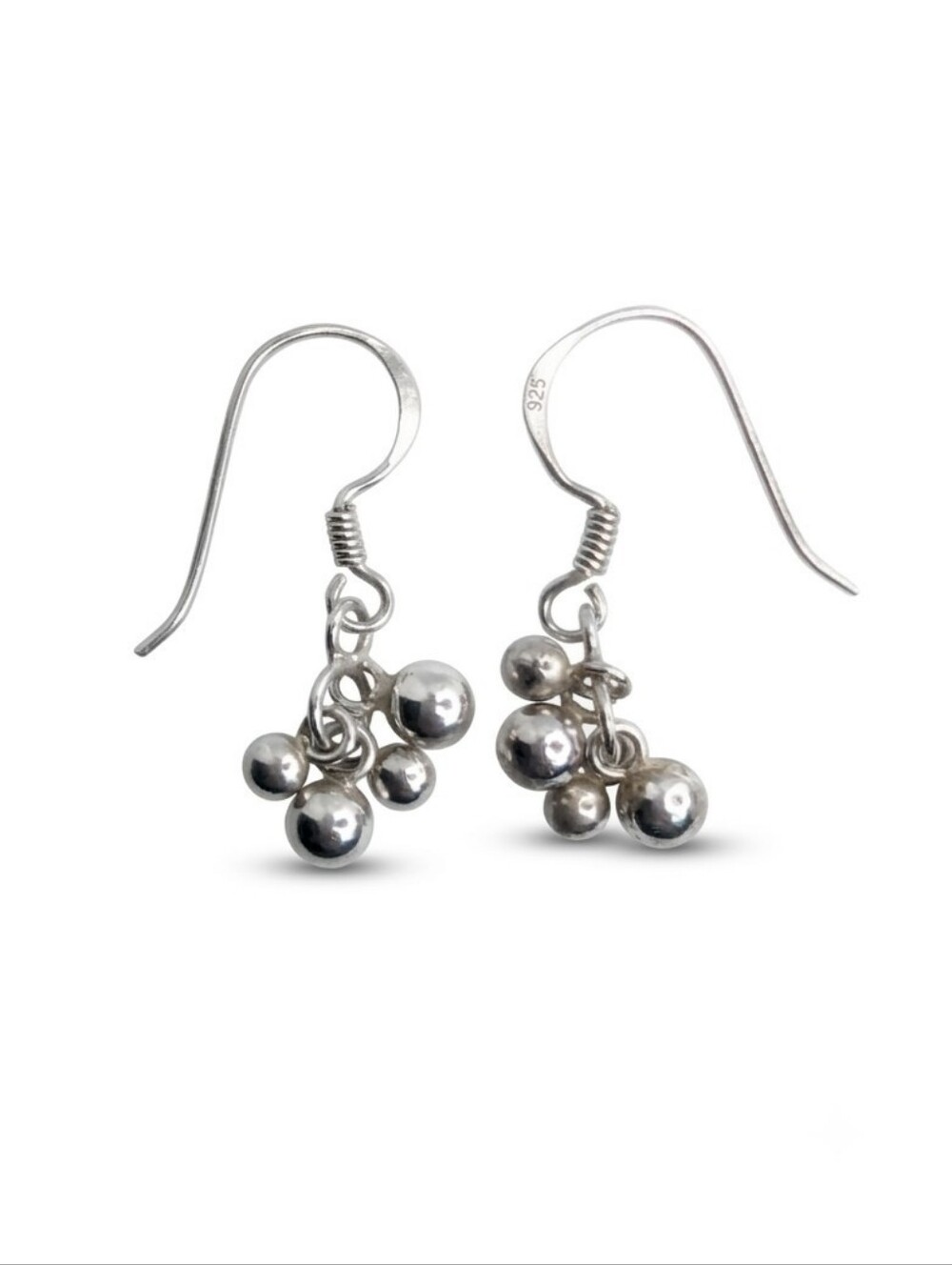 Sterling Silver Minimalist Bead Cluster Dangle Drop Earrings